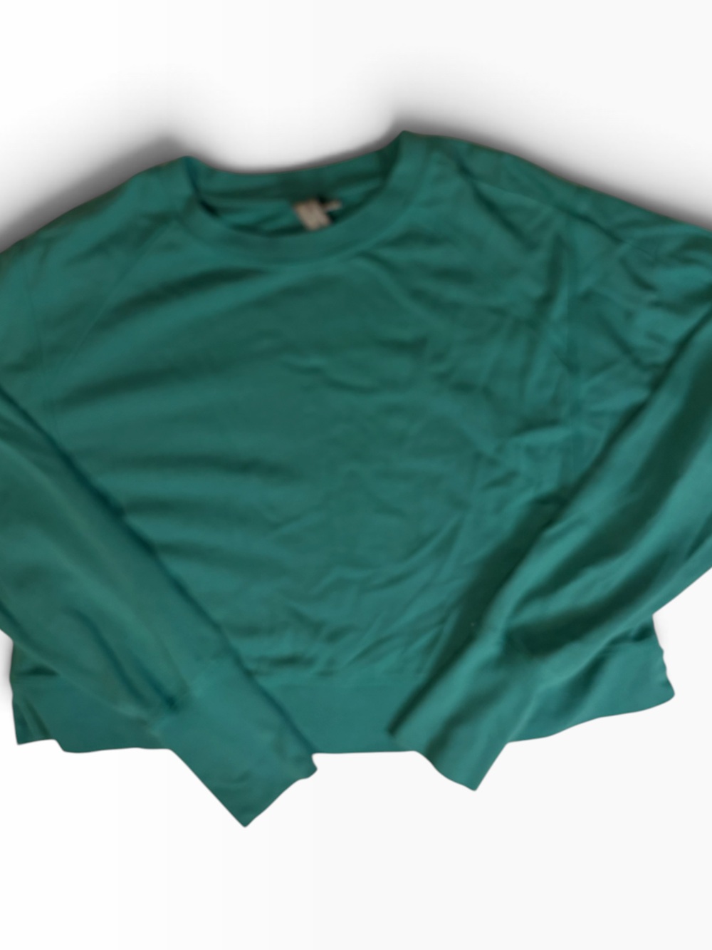 Sweaty Betty Green Cropped Crewneck Sweatshirt Womens Small US 6 Thumbholes